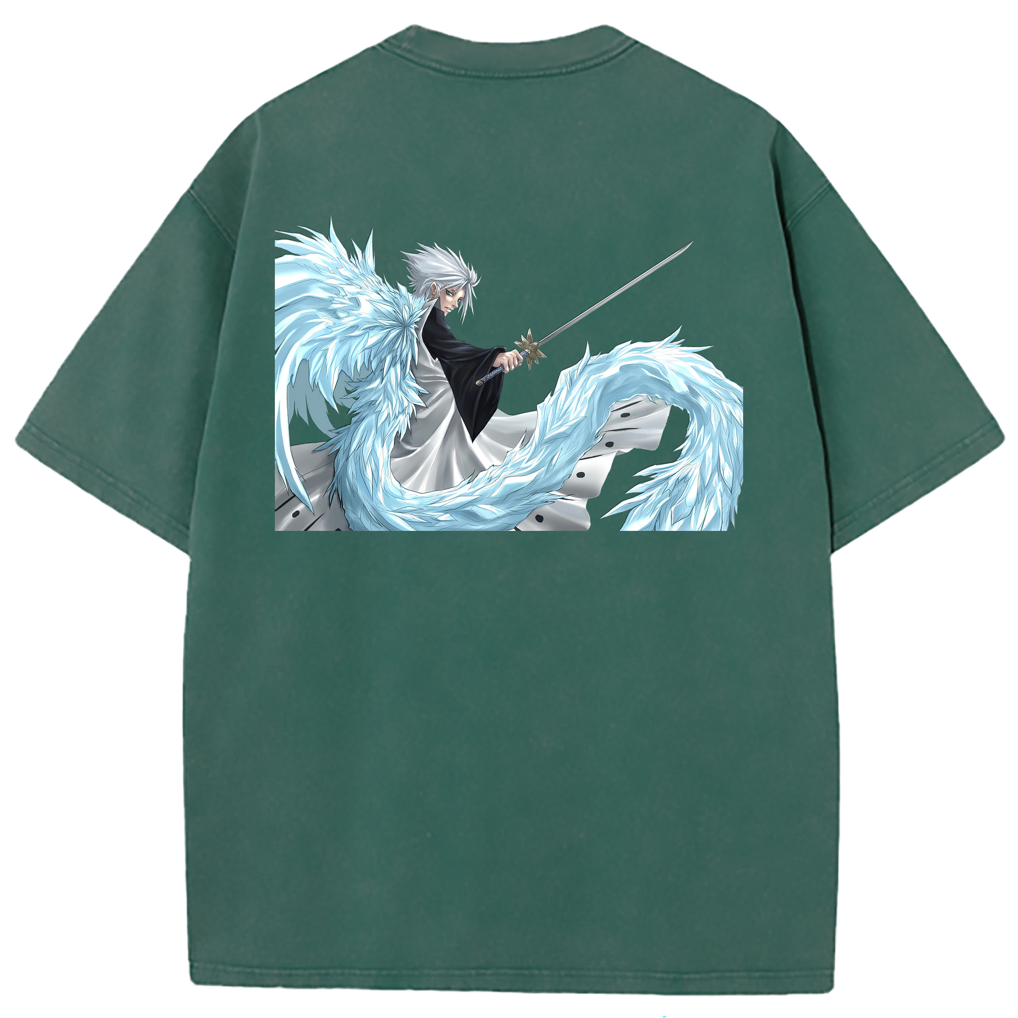 （画像用） ブリーチ 日番谷冬獅郎（ひつがや とうしろう） BLEACH Hitsugaya Toushirou 綿100% ヴィンテージ風 半袖Tシャツ（背面プリント）